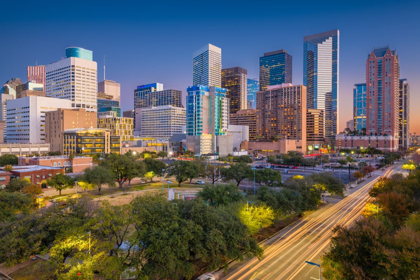 Downtown Houston commercial rooftops